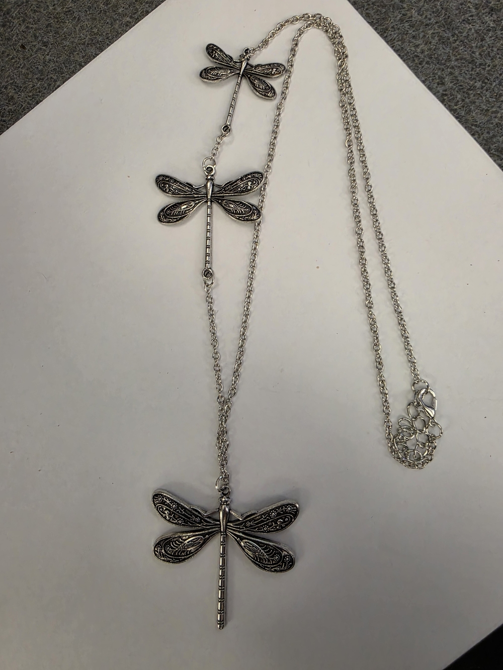 Silver Dragonfly Pendant Layered Necklace - Women Jewelry